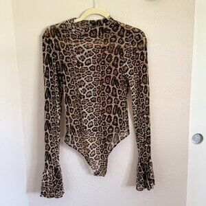Fashion Nova Cheetah Print Sheer Bodysuit